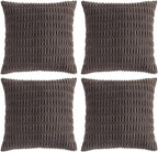 Fancy Homi 4 Packs Boho Dark Brown Decorative Throw Pillow Covers 22x22 Inch for Living Room Couch Bed Sofa, Rustic Modern Farmhouse Home Decor, Soft Plush Corduroy Cute Square Cushion Case 55x55 cm