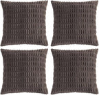 Fancy Homi 4 Packs Boho Dark Brown Decorative Throw Pillow Covers 26x26 Inch for Living Room Couch Bed Sofa, Rustic Modern Farmhouse Home Decor, Soft Plush Corduroy Cute Square Cushion Case 66x66 cm