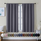 Simplebrand Ava Grey Short Blackout Curtains for Bedroom 45 Inches Long 2 Panels Set, Solid Thermal Insulated, Energy Saving Window Treatment Curtains Blackout Drapes, W40 x L45 Inch, Grey