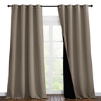 NICETOWN 100% Blackout Blinds, Set of 2, 52 inches x 120 inches, Laundry Room Decor Window Treatment Curtains for Large Patio Sliding Door, Thermal Insulated Taupe Curtains for Bedroom