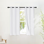 NICETOWN White Full Blackout Bathroom Curtains 50 inches Long, Grommet Thermal Window Treatment 100% Blackout Curtains for Kitchen/Bedroom, 2 Panels, W34 x L50