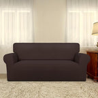 PureFit Super Stretch Sofa Slipcover – Spandex Non Slip Soft Couch Sofa Cover, Washable Furniture Protector with Non Skid Foam and Elastic Bottom for Kids, Pets (Oversized Loveseat, Chocolate)