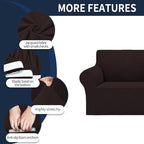 Cupuamon 2026 New Stretch Oversized Sofa Slipcovers Couch Sofa Cover for 4 Seater Furniture Protector Covers with Elastic Bottom Jacquard Fabric Small Checks for Pets, Kids - Chocolate