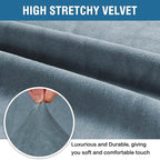 H.VERSAILTEX Stretch Velvet Sofa Covers for 3 Cushion Couch Covers Sofa Slipcovers Furniture Protector Soft with Non Slip Elastic Bottom, Crafted from Comfy Rich Velour (Sofa 72'-90', Stone Blue)