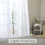 OWENIE Sheer Curtains, White Sheer Curtains 50 Inch Length 2 Panels Set, Rod Pocket Voile Fimly Sheer Drapes for Living Room Bedroom, 2pcs, White, Each 42" W x 50" L