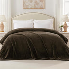 Exclusivo Mezcla Fleece Bed Blanket Twin Size, Super Soft and Warm Blankets for Couch, Sofa and Bed Waffle Textured, Cozy, Fuzzy and Lightweight (Coffee, 60x80 Inches)