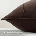 MIULEE Decorative Linen Euro Sham Pillow Covers 28x28 Inch Dark Brown Boho Farmhouse Neutral Winter Couch Throw Pillows for Bed Pack of 2 Accent Modern Pillowcase Sofa Livingroom Home Decor