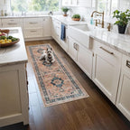 Washable 2x5 Hallway Runner Rug: Indoor Vintage Water Resistant Kitchen Entryway Rug Soft Living Room Bedroom Carpet Thin Low Pile Non Slip Floor Mat for Bathroom Laundry Dining Room(2X5,Orange)