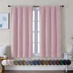 Simplebrand Ava Blush Short Blackout Curtains for Bedroom 45 Inches Long 2 Panels Set, Solid Thermal Insulated, Energy Saving Window Treatment Curtains Blackout Drapes, W40 x L45 Inch, Blush