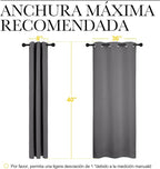 NICETOWN Grey Blackout Cafe Curtain Panels for Bedroom, Thermal Insulated Grommet Top Blackout Draperies and Drapes for Basement (2 Panels, W42 x L40-inch, Grey)