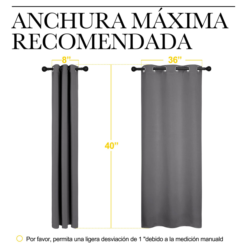 NICETOWN Grey Blackout Cafe Curtain Panels for Bedroom, Thermal Insulated Grommet Top Blackout Draperies and Drapes for Basement (2 Panels, W42 x L40-inch, Grey)