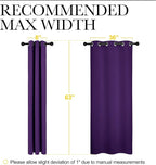 NICETOWN Triple Weave Home Decoration Thermal Insulated Solid Ring Top Blackout Curtains/Drapes for Bedroom(Set of 2, 42 x 63 Inch, Royal Purple)
