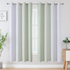 Estelar Textiler Sage Green and Greyish White Blackout Curtains 72 Inch Length 2 Panels Set, Room Darkening Grommet Ombre Curtains for Bedroom, Thermal Insulated Light Blocking Gradient Drapes,52Wx72L