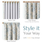 jinchan Floral Linen Blackout Curtains for Bedroom 63 Inches Long