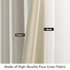 MIULEE 100% Blackout Linen Curtains for Bedroom, Light Cream Solid Luxury Decor Thermal Insulation Room Darkening Drapes for Living Room Nursery Back Tab Rod Pocket 42 x 63 Inches, 2 Panels