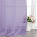 Chyhomenyc Lilac Sheer Curtains 108 Inches Long - Light Filtering Voile Extra Long Panel Drapes for Floor to Ceiling Window, Elegant Soft Living Room Curtains, Each 42Wx108L Inch, 9FT, 2 Panels