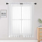 OWENIE White Sheer Curtains 68 Inch Length 2 Panels Set for Bedroom Living Room, Light Filtering Voile Sheer Curtains, Airy Rod Pocket Farmhouse Curtain, White, Each 42Wx68L inch