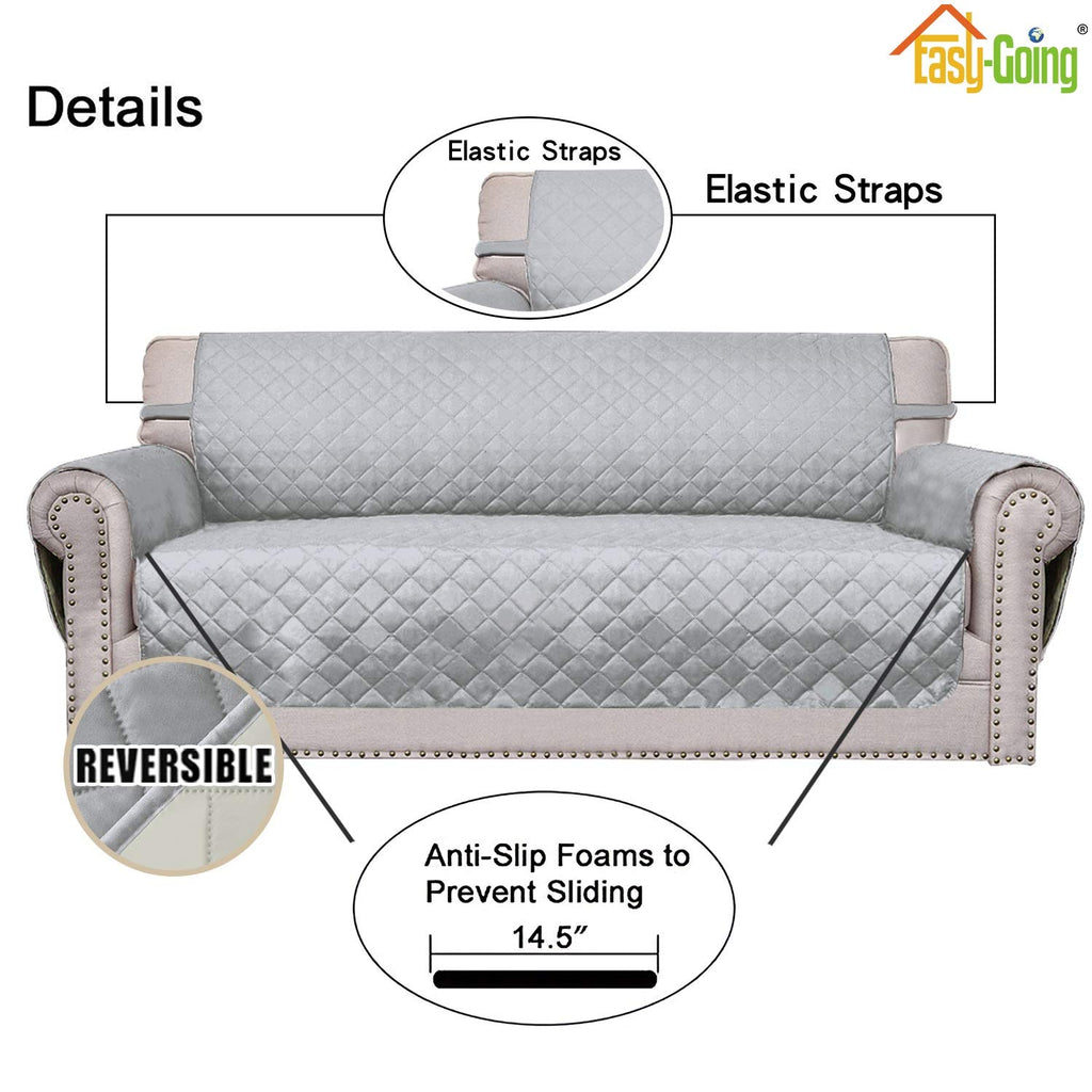 Easy-Going Reversible Couch Cover, 2 Cushion Sofa, Light Gray/Ivory