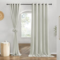 NICETOWN Flax Gray Linen Curtains for Room Divider, Grommet Top Thick Flax Semi Sheer Vertical Drapes Privacy Assured with Light Filtering for Sliding Glass Door, W68 x L84, 2 Pieces