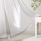MIULEE Greyish Lilac Sheer Curtains 96 Inches Long, 4 Panels Set, Rod Pocket Light Filtering Window Drapes for Bedroom and Living Room, Elegant Airy Fabric, 54 x 96 Inches