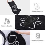 Smiry Dog Door Mat for Muddy Paws, Absorbent Dirt Trapper Non Slip Quick Dry Washable Chenille Mat for Mud Dogs, Entry Rug for Indoor and Outdoor (59x24 Inches, Black and White)