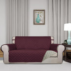 PureFit Reversible Quilted Sofa Cover, Water Resistant Slipcover Furniture Protector, Washable Couch Cover with Non Slip and Elastic Straps for Kids, Dogs, Pets (Oversized Loveseat, Wine/Beige)