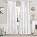 White Semi Sheer Linen Curtains 90 inch Length for Living Room Back Tab Rod Pocket Modern Farmhouse Coastal Decor Off White Cotton Textured Gauze Curtains 90 inches Long for Dining Room Office