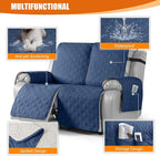 VANSOFY Waterproof Recliner Couch Covers, Sofa Covers 1-Piece Washable Reclining Sofa Cover Non-Slip Furniture Protector with Elastic Straps Pocket for Dogs, Pets(Ocean Blue,2 Seater)