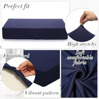 Newwiee Set of 4 Stretch Patio Cushion Covers Sofa Couch Seat Chair Slipcovers Cushion Cover Replacement Furniture Protector for Pets Washable(Navy Blue,Back Cover,Solid)
