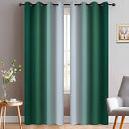 Yakamok Dark Green Ombre Curtains 84 Inches Long, Light Blocking Gradient Color Curtain Panels, Room Darkening Grommet Window Drapes for Bedroom(52x84 Inch, 2 Panels)