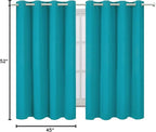 LEMOMO Teal Blackout Curtains/52 x 45 Inch Length Kids Curtains/Set of 2 Panels Grommet Bedroom Curtains for Living Room