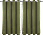 LEMOMO Blackout Curtains 52 x 45 inch/Olive Green Curtains Set of 2 Panels/Thermal Insulated Room Darkening Bedroom Curtains