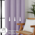 Simplebrand Ava Lilac Blackout Curtains for Bedroom 96 Inches Long 2 Panels, Solid Thermal Insulated, Energy Saving Nursery Window Treatment Curtains Blackout Drapes, W40 x L96 Inch, Lilac