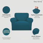 Easy-Going Stretch Chair Sofa Slipcover 1-Piece Couch Sofa Cover Furniture Protector Soft with Elastic Bottom for Kids, Pet. Spandex Jacquard Fabric Small Checks (Chair, Peacock Blue)