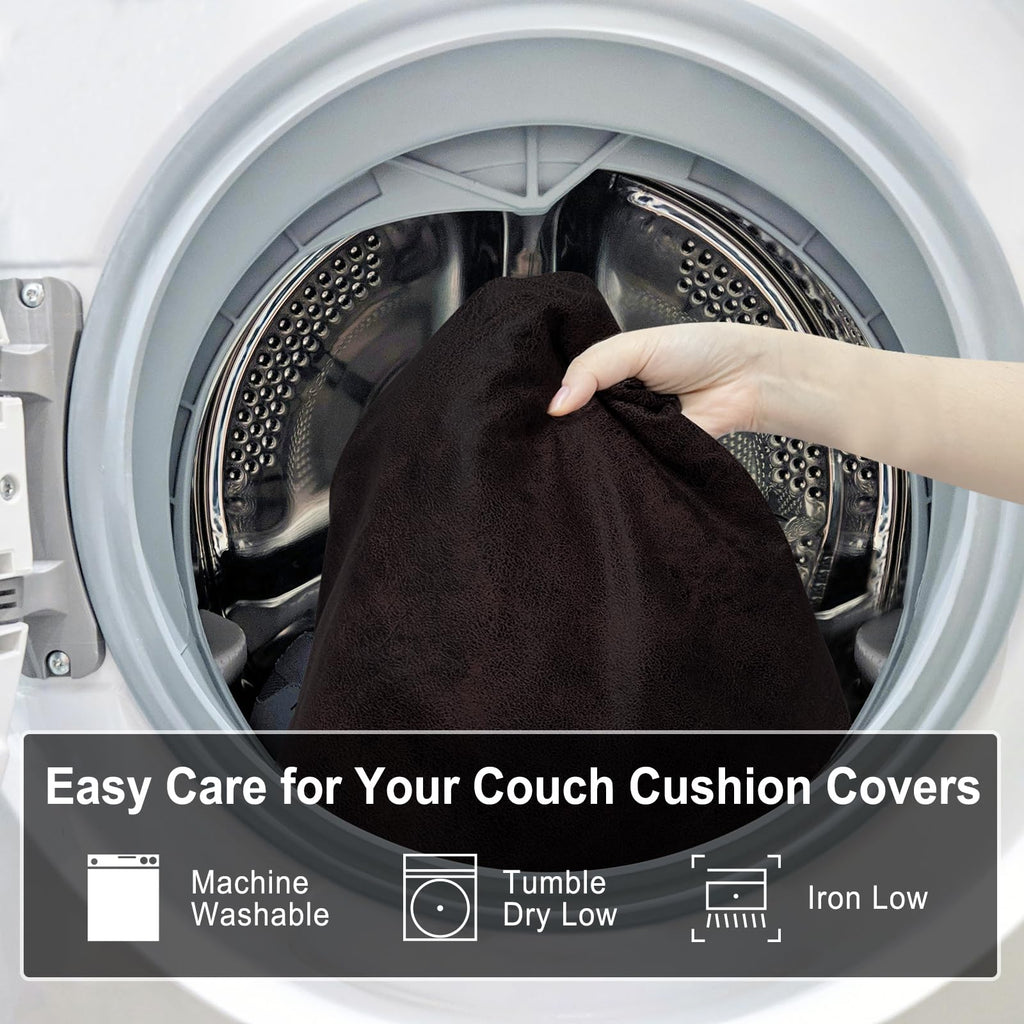 ANARACHON Leather Look Couch Cushion Covers Sofa Seat Slipcovers Sets Couches Furniture Protector for Sectional Armchair Loveseat Pets Kids Stretch Spandex Fabric (1 Cushion Loveseat, Chocolate)