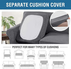 H.VERSAILTEX 4 Piece Stretch Sofa Covers for 3 Cushion Couch Covers for Living Room Furniture Slipcovers (Base Cover Plus 3 Seat Cushion Covers) Thicker Jacquard Fabric (Large Sofa, Grey)