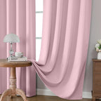 CUCRAF Light Pink Blackout Curtains 84 inch Length 2 Panels Set, Rod Pocket Room Darkening Drapes for Bedroom Living Room, Insulated Thermal Light Blocking Window Curtain (W52 x L84 Inch)