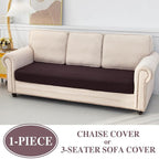 Couch Cushion Cover Chaise Lounge Cover Washable Separate Seat Chaise Couch Cover Stretch Sectional Sofa Slipcover(1 Piece for Chaise or Sofa 3-Seater, Brown)