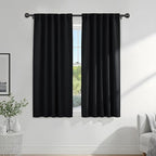 PONY DANCE Blackout Curtains 63 inch Length - Window Covering Panels Thermal Insulated Window Blinds Drapes Light Block Curtain Shades for Bedroom, 42-inch Wide by 63-inch Long, Black, 2 PCs