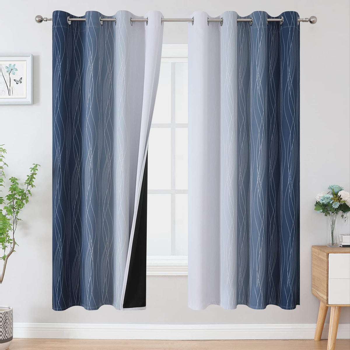 Estelar Textiler Red and Black Ombre Blackout Bedroom Curtains 72 Inch Long