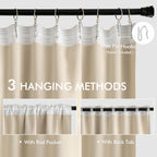 MIULEE Cream Beige Back Tab Blackout Curtains 52x63 Inches Long 2 Panel Set