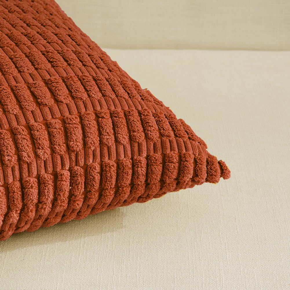 Fancy Homi 4 Packs Decorative Throw Pillow Covers for Living Room Couch Bed, Modern Farmhouse Boho Home Décor Accent Cushion Case, 20" x 20", Burnt Orange