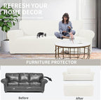Easy-Going Stretch Oversized Sofa Slipcover 1-Piece Sofa Cover Furniture Protector Couch Soft with Elastic Bottom for Kids, Polyester Spandex Jacquard Fabric Small Checks Cream
