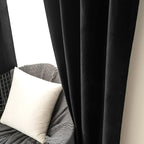 MIULEE Black Velvet Curtains 90 Inches Long Halloween Room Darkening Thermal Insulating Blackout Curtains with Grommet Top for Bedroom/Living Room Light Blocking Soundproof Set of 2
