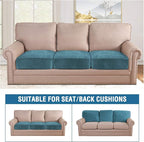 H.VERSAILTEX Velvet Stretch Couch Cushion Cover Plush Cushion Slipcover for Chair Loveseat Sofa Cushion Furniture Protector Seat Cushion Sofa Cover (3 Piece Sofa Cushion Covers, Peacock Blue)