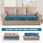 H.VERSAILTEX Velvet Stretch Couch Cushion Cover Plush Cushion Slipcover for Chair Loveseat Sofa Cushion Furniture Protector Seat Cushion Sofa Cover (3 Piece Sofa Cushion Covers, Peacock Blue)