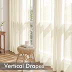 MIULEE Light Cream Sheer Curtains 90 Inches Long 4 Panels 42 x 90 Inches