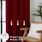 Simplebrand Ava Red Short Blackout Curtains for Bedroom 45 Inches Long 2 Panels Set, Solid Thermal Insulated, Energy Saving Window Treatment Curtains Blackout Drapes, W40 x L45 Inch, Red