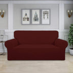 Easy-Going Stretch Oversized Loveseat Slipcover 1-Piece Sofa Cover Furniture Protector Couch Soft with Elastic Bottom for Kids Polyester Spandex Jacquard Fabric Small Checks Wine