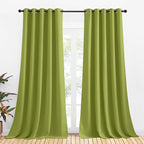 NICETOWN Bedroom Curtains Blackout Drapery Panels, 2 Panels, 70 x 108 inches, Fresh Green, Three Pass Microfiber Thermal Insulated Solid Ring Top Blackout Window Curtains/Drapes